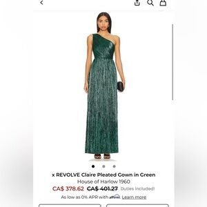REVOLVE House of Harlow Claire Pleated Gown in Green NWT